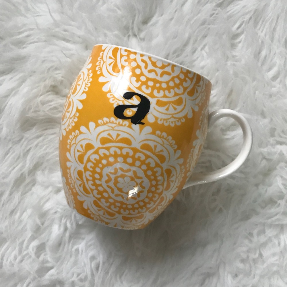 Letter “a” Monogram Yelllow & White Ceramic Mug